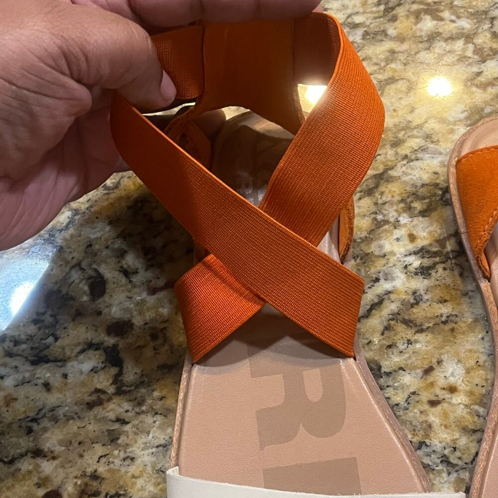 Sorel Women 8.5 Ella II Flat Sandal Orange Cream Colorblock Summer Casual - Picture 3 of 7